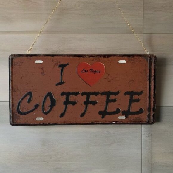 Coffee Vintage Tin Metal Sign | I Love  ❤️  COFFEE sign - Picture 2 of 5